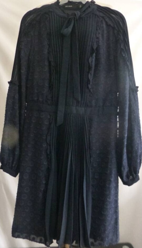 Karen Millen  Work Wear Midi Dress Dark Blue/black Size: 14