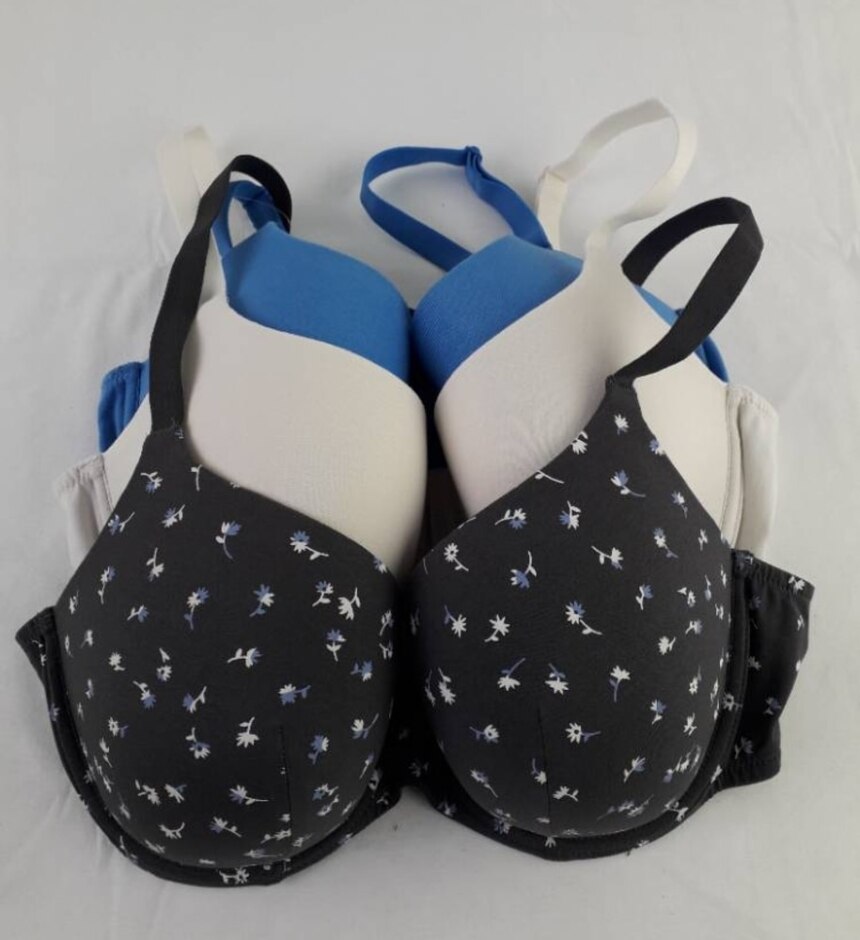 M&s Marks & Spencer 3 Pack Wired T-shirt Bras Blue Multi Size: 42a