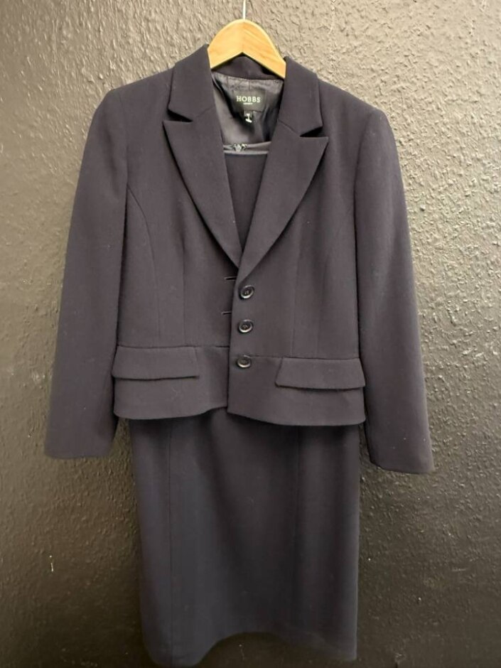 Hobbs Wool Dress & Blazer Two-piece Navy Size: 12