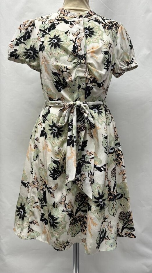 Diane Von Furstenberg Round Neck Belted Shirt Dress Crm/grn/blk/ Size: Xs