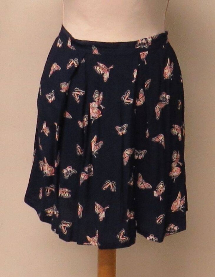 Red Herring Butterfly Patterned Skirt Navy Blue  Size: 16
