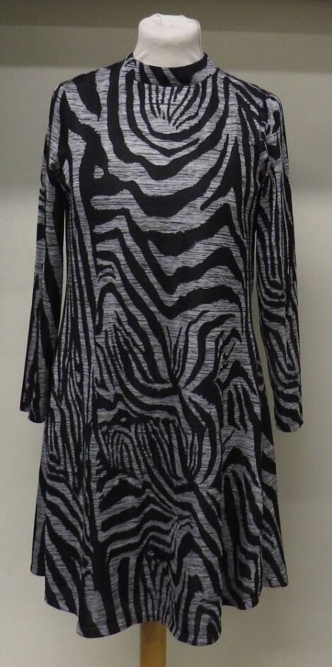 Wallis Long-sleeved Dress Black & Silver Size: 10
