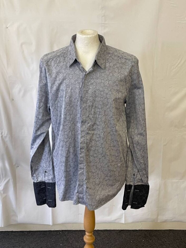 Ted Baker Dress Shirt Silver Grey Size: 17" Collar