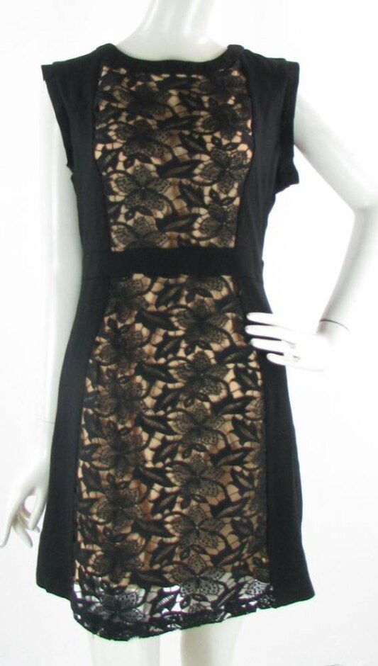 Bnwt Aftershock Size 16 Crochet Detail Dress Black & Beige Size: L