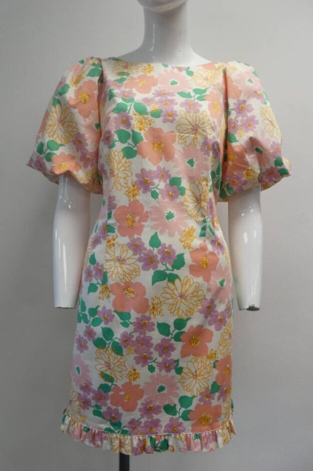 Oliver Bonas Flower Pattern Dress White Size: 8