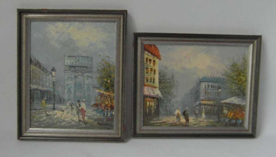 A Pair Of Reproduction Paintings By Caroline Burnett Of Parisian Scenes