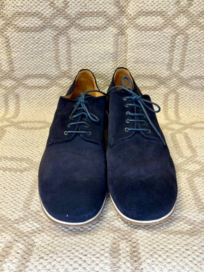 Prada Suede Derby Shoes Navy Size: 11