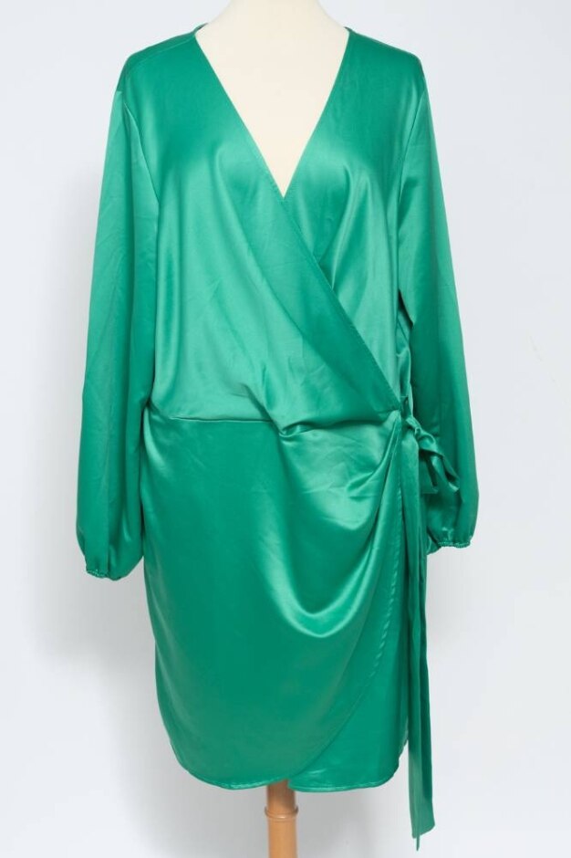 River Island Faux Wraparound Dress Emerald Green Size: 24