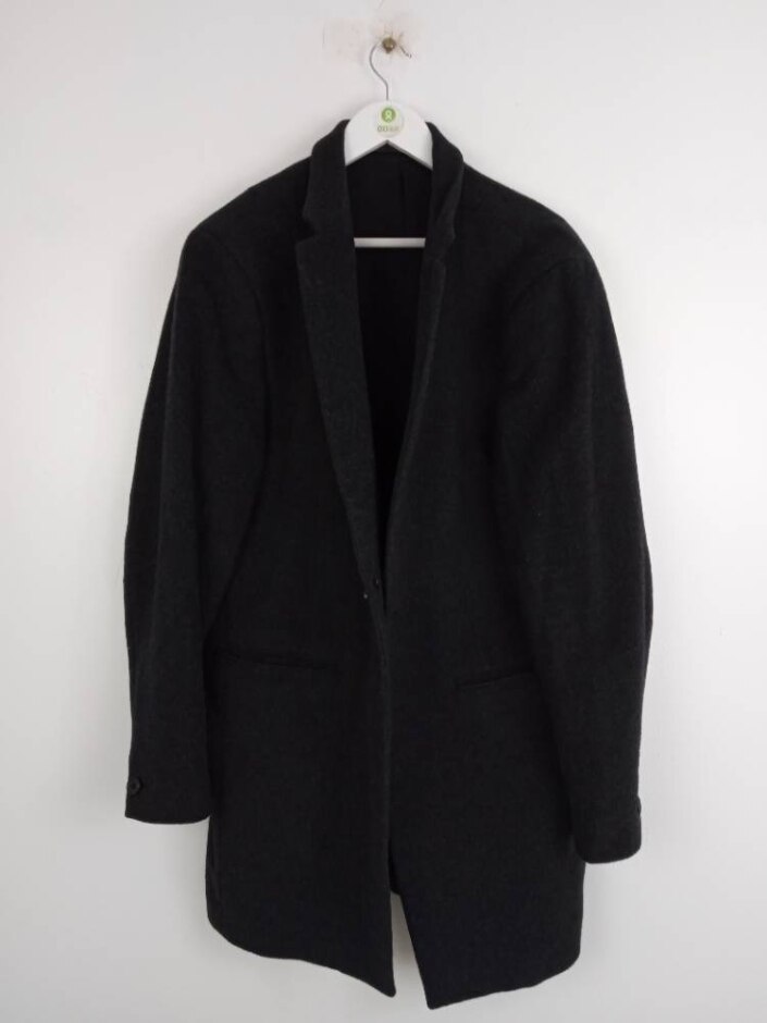 H&m Long Coat Black Size: 10