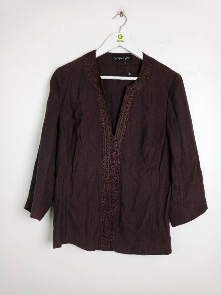Jacques Vert Bamboo Rich Women 's Button Through Top Brown Size: 12