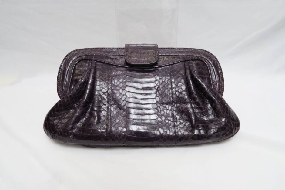 Angel Jackson Chandra Cobra Snake Skin Clutch