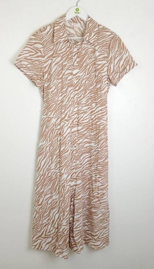 Finery 100% Cotton Ruby Zebra Dress Tan Size: 10