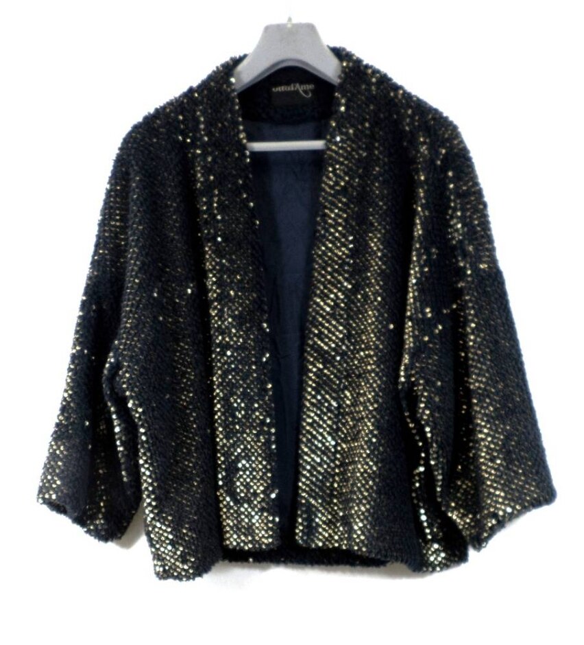 Ottod'ame Sequin Kimono Jacket Navy & Gold Size: 10