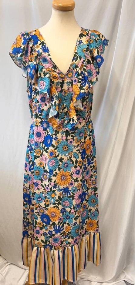 Topshop Floral Dress Multi Colour Size: 14