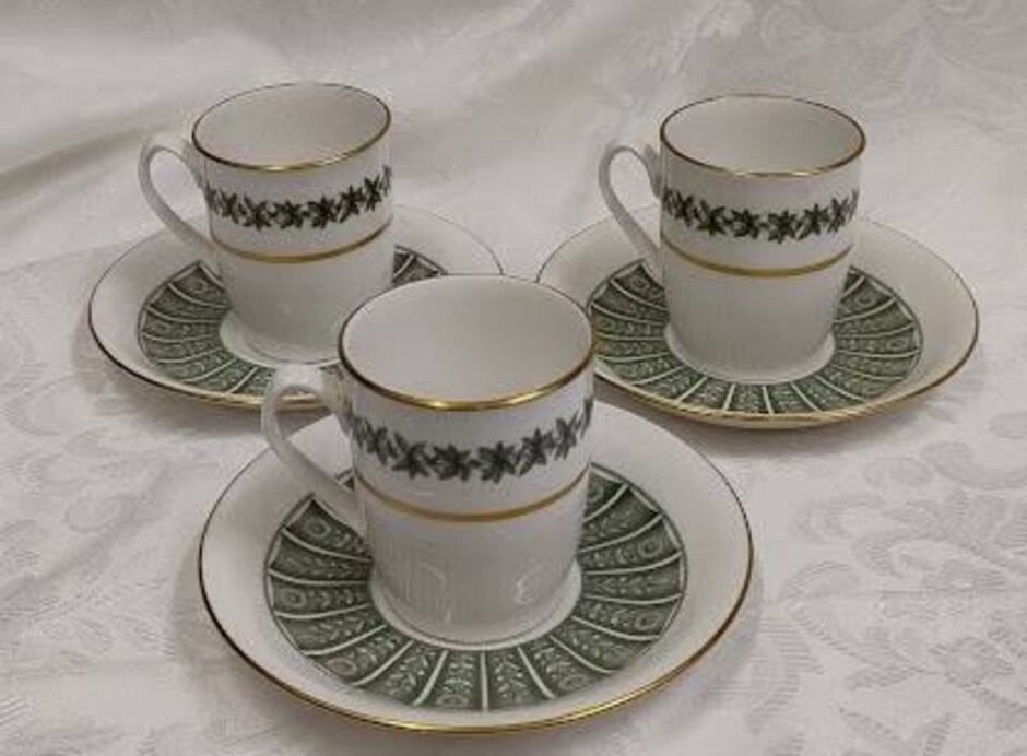 Set Of 3 Spose  Provence Coffee Cups And Saucers.