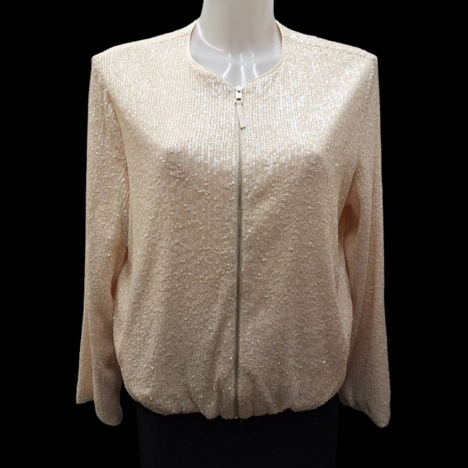 M&s Marks & Spencer Zip Up Top Cream Size: 10