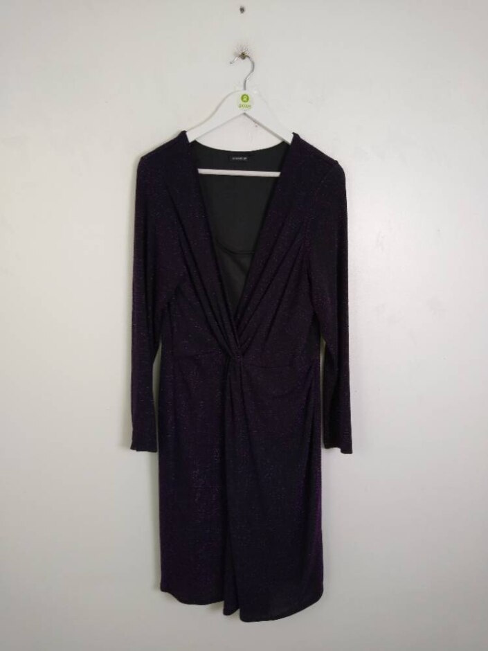 Roman  Twist Sparkle Mini Dress  Black  Size: 20