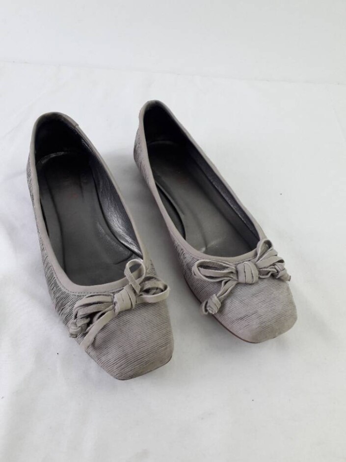 Gino Ballet Flat Shoes Bow Stone Grey Size 5