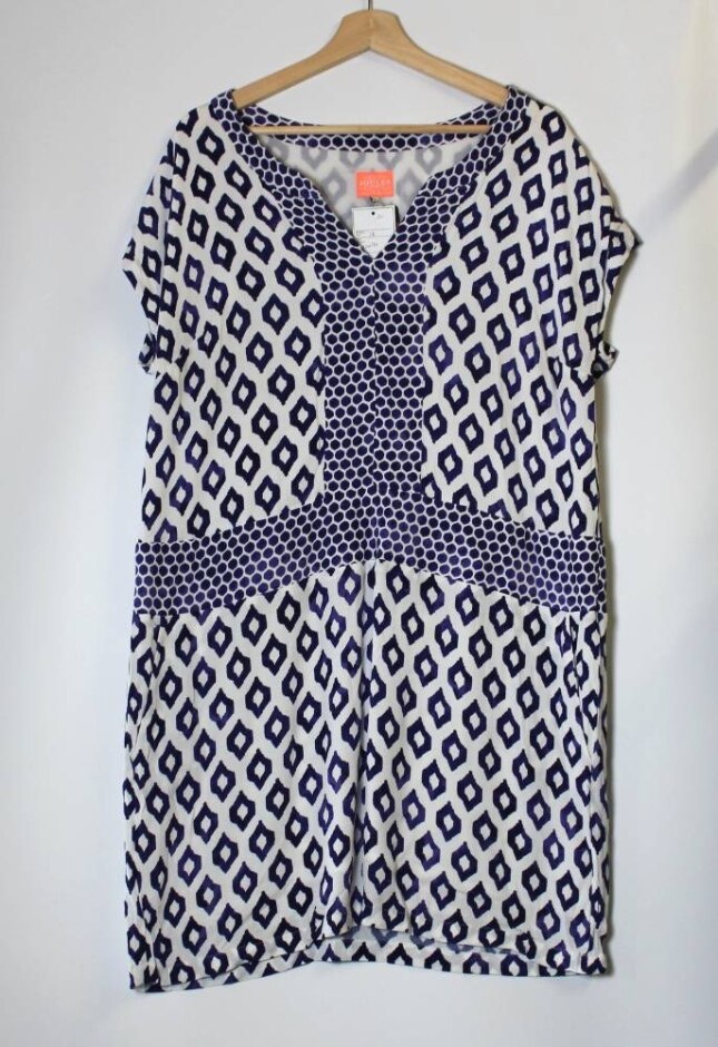 Joules Patterned Dress White Size: 16