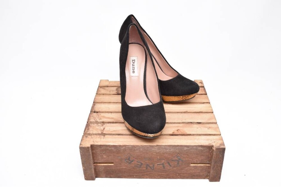 Women's Black And Gold Dune Stiletto Heels Size 37