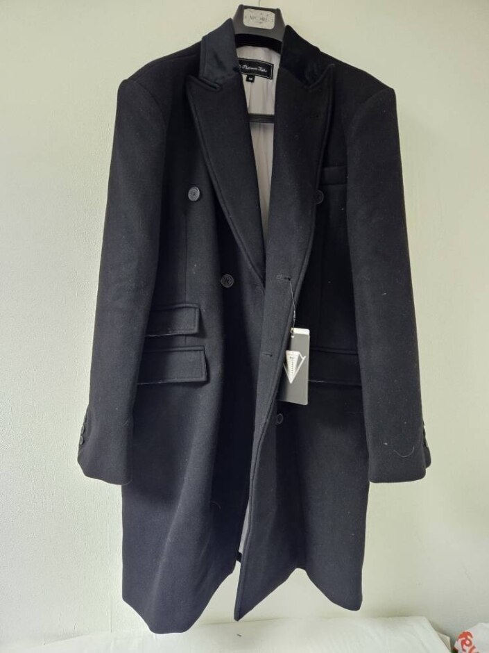 The Platinum Tailor Long Overcoat Black Size: Xxl