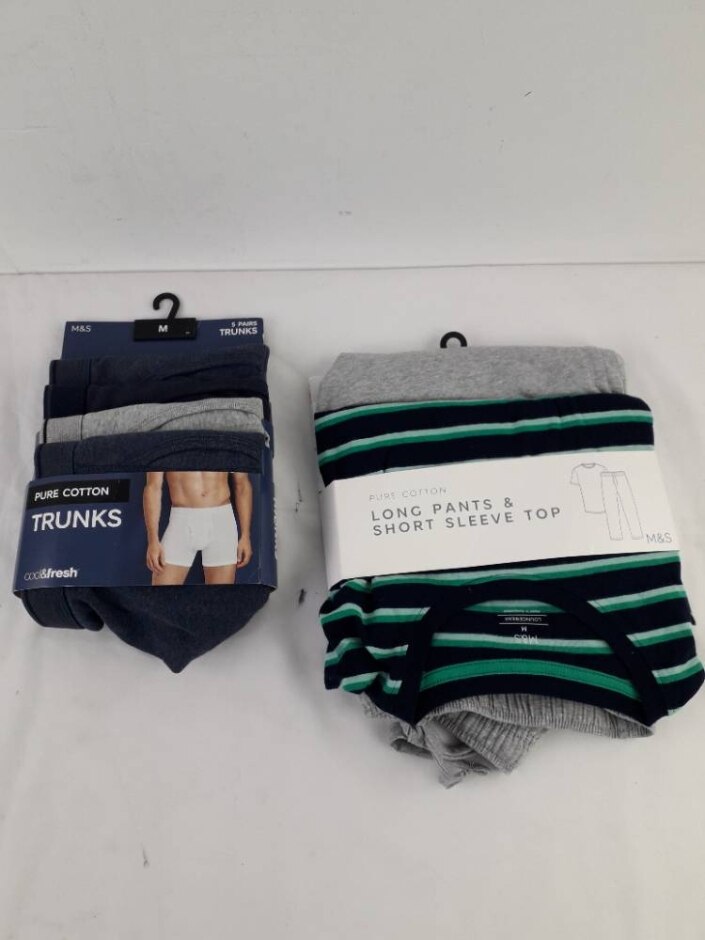 M&s Men's 2xbundle Trunks,  Long Pants, Top Multicolour Size: M