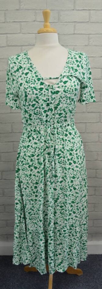 M&s X Ghost  Floral Dress  Green  Size: 6