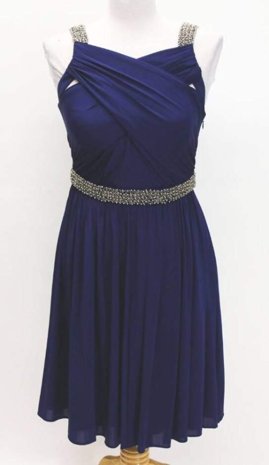 Coast Midi Wrapped & Beaded Dress Blue Size: 10