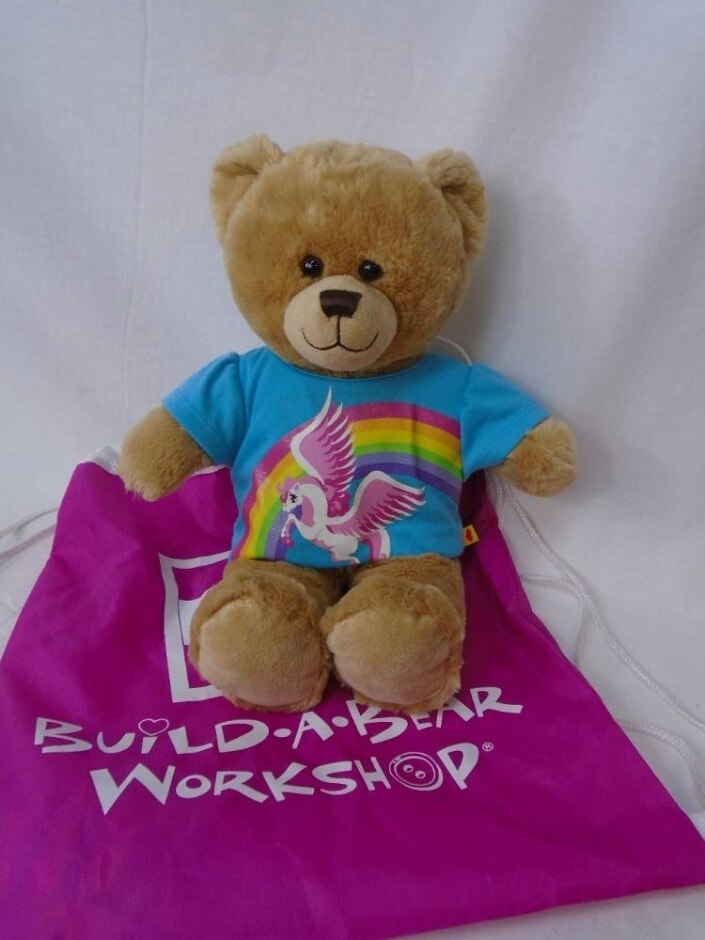 Build-a-bear With Backpack And Unicorn T Shirt