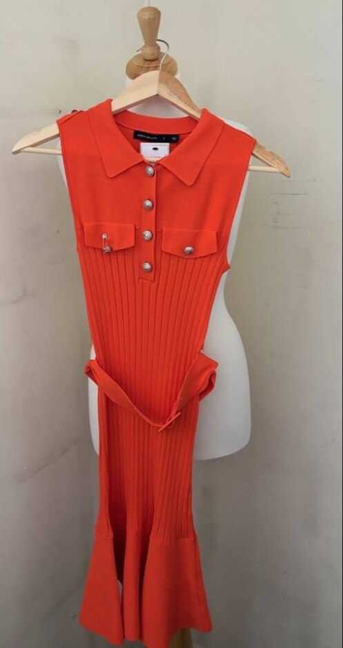 Karen Millen Women Dress 52% Viscose Orange Size: S
