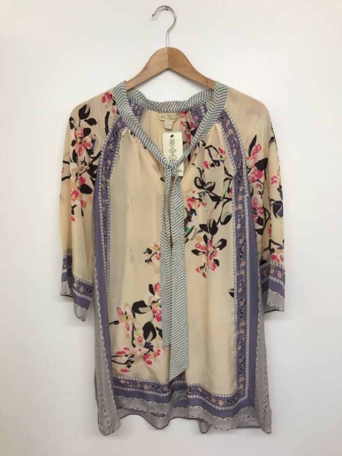 Monsoon  Silk Tunic Kaftan Style Top Multi-coloured Size: 8