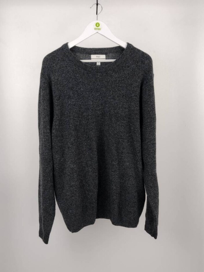 M&s Men's Knit Lambswool Jumper Grey Size: Xl