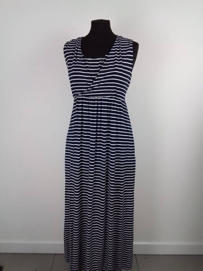 Jojo Maman Bebe Sleeveless Striped Dress  Navy & White Size: S