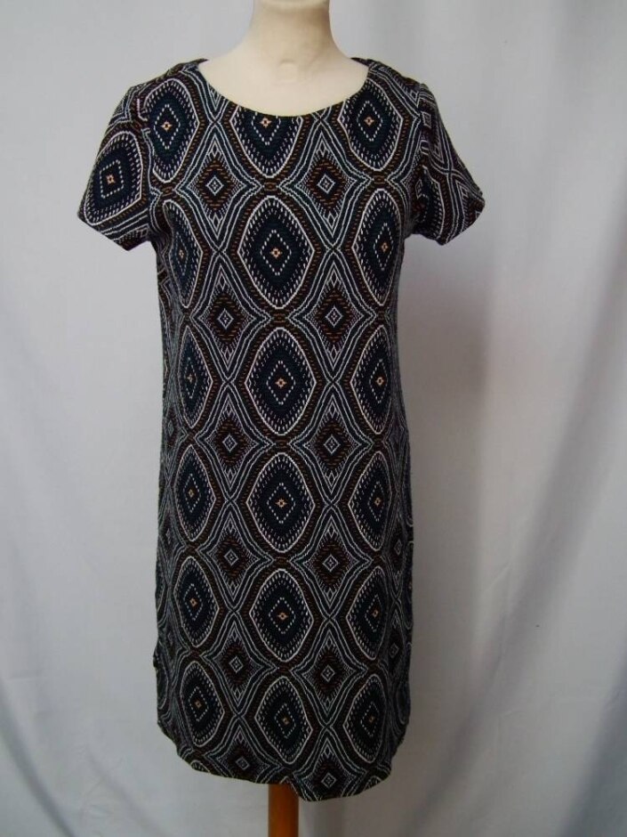 Promod Short Sleeve Tunic Dress Black Mix Size: 12