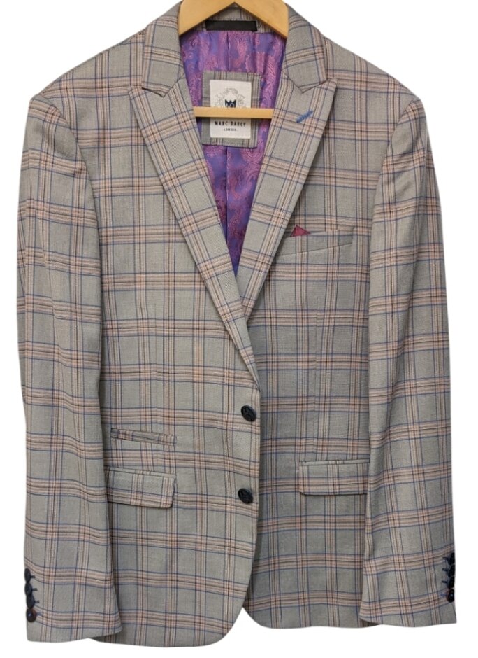 Marc Darcy  Three Piece Suit  Grey Check  Size: M