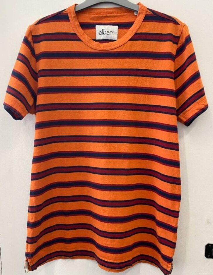 Albam Striped Short Sleeve T Shirt Orange/red Etc Size: Xs