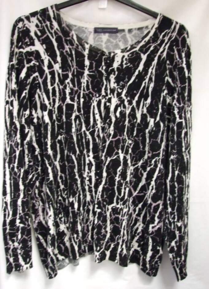 M&s Collection Long Sleeve Cardigan Black& White Size: 24