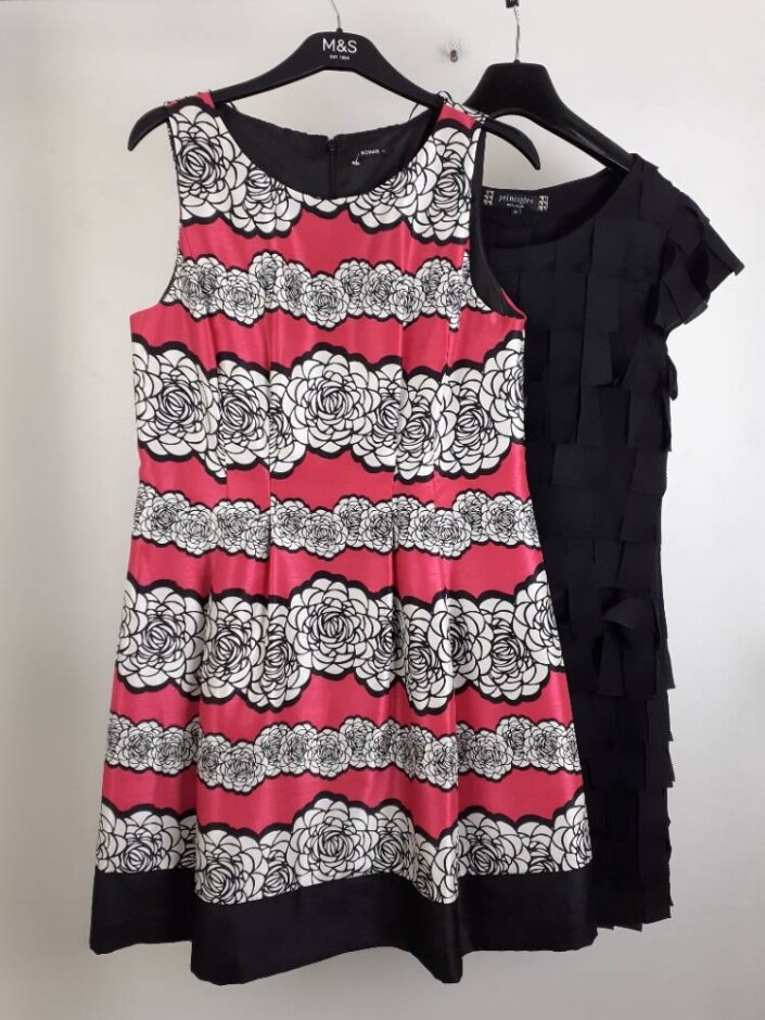 Principles & Roman Floral & Textured Dress Bundle Black & Pink Size: 14