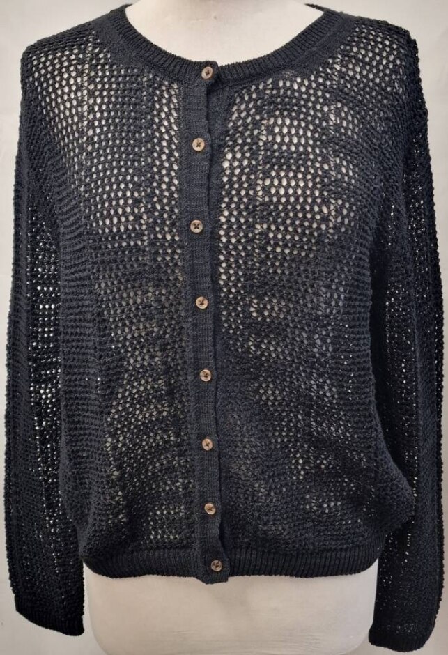 M&s Open Knit Cardigan Black Size: M