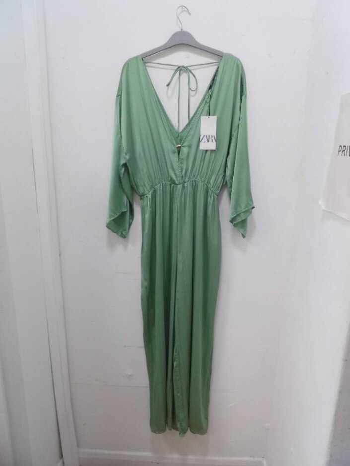 Zara Pale Green Satin Jumpsuit Zara Jumpsuit Pale Green Size: S