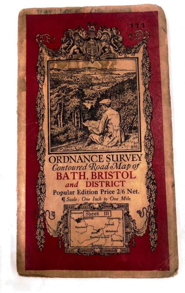 Ordnance Survey Contoured Road Map Of Bath, Bristol And District, Popular Edition Price 2/6 Net.