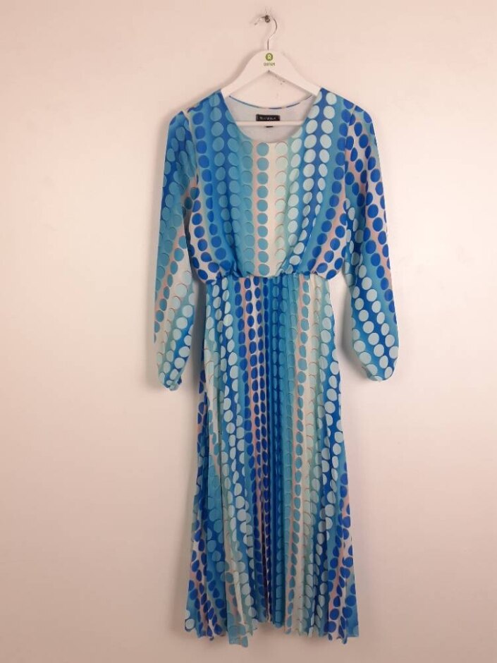 Blue Vanilla Women's Polka Dot Print Long Dress Blue Size: S