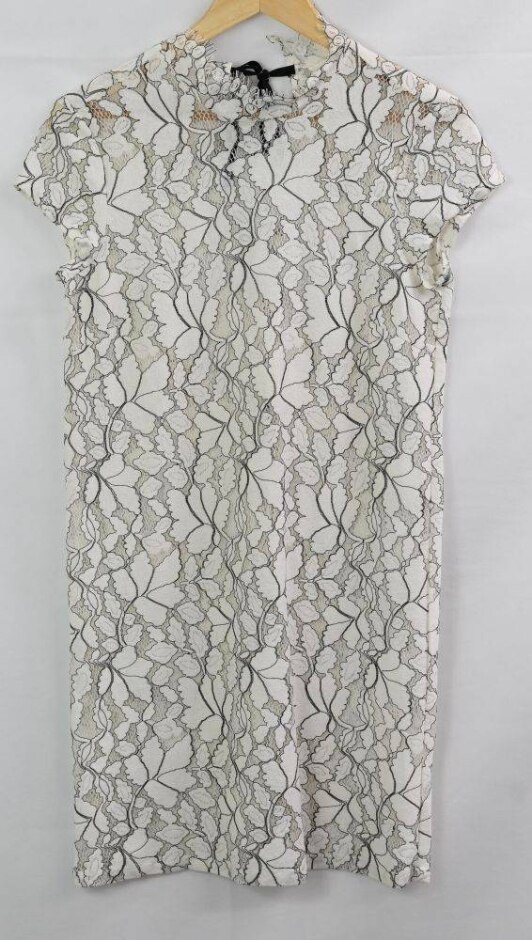 H&m Lacy  Short Sleeve Dress Cream Size: 8
