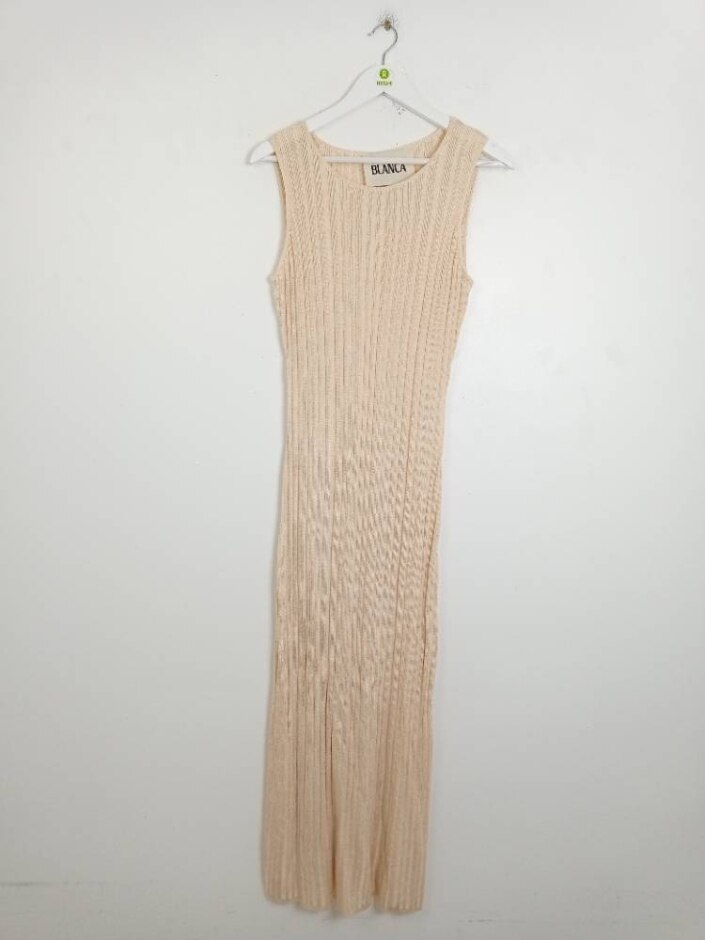 Blanca Long Knit Dress Beige Size: M