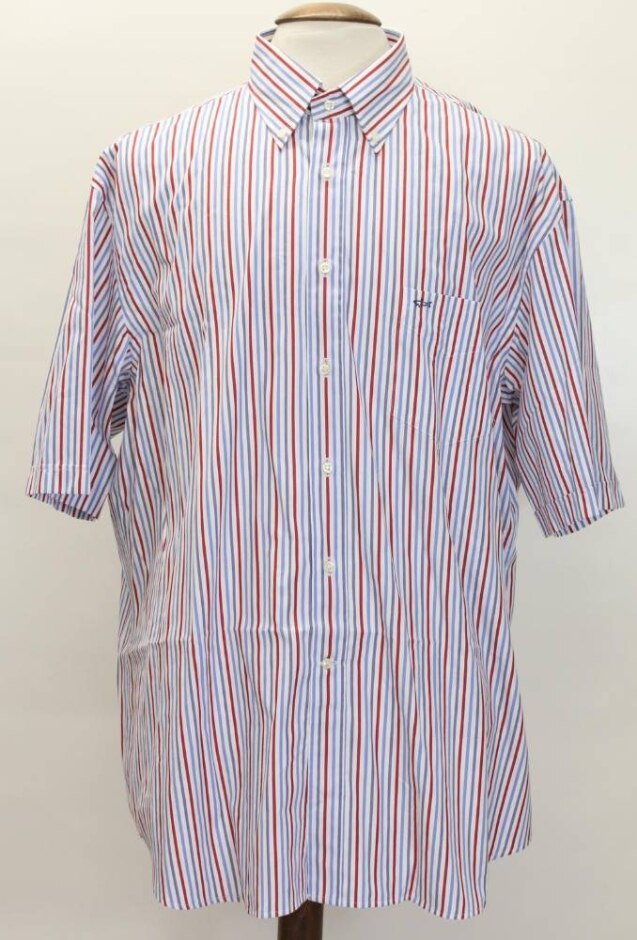 Paul & Shark As New Short Sleeved Shirt Blue White Red Size: Xl