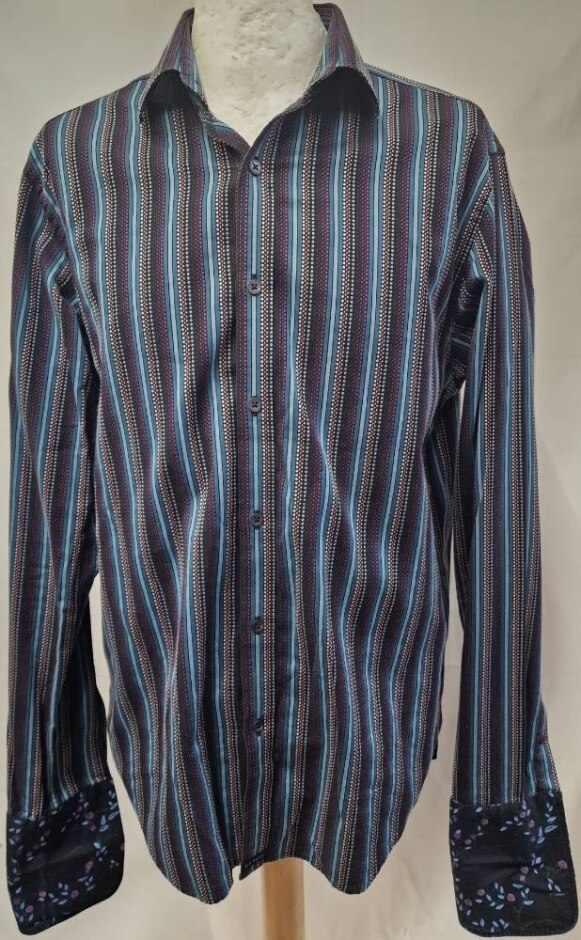 Ted Baker Striped Shirt Blue & Purple Size: L