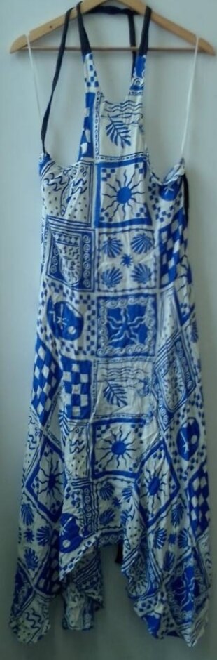Ecote Urban Outfitters Printed Halter Neck Dress Blue And White Size: S