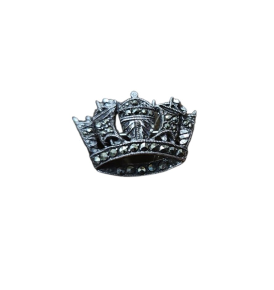 Vintage Sterling Silver Crown Brooch