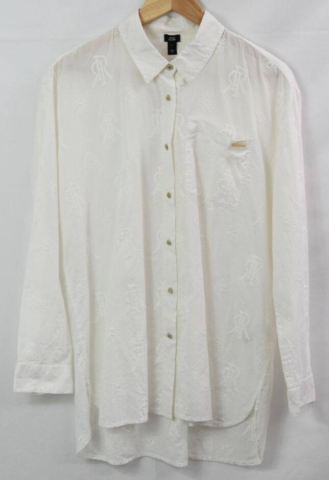 River Island Embroidered Patterned Blouse Cream Size: S
