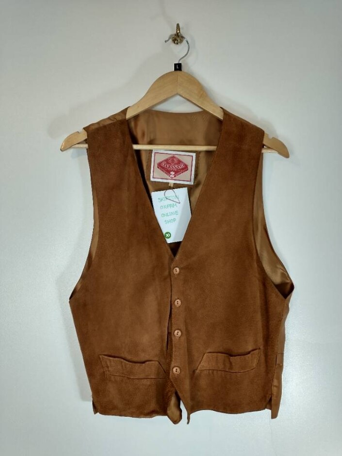 Savannah Suede Waistcoat Tan Size: L